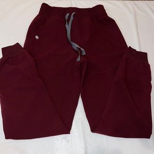 FIGS Burgundy High Waisted Joggers